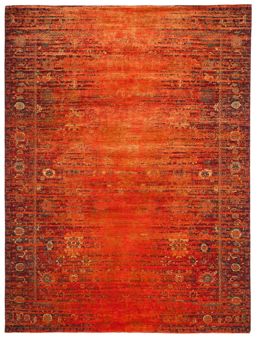 Жібек кілем Bidjar Kingscross Stomped Reverse Red Neonorange | Өлшемі: 300 x 400 см