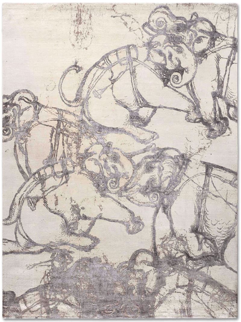 Қолмен жасалған кілем Elephants | Өлшемі: 274 x 365 см