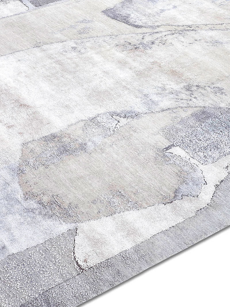 Күміс түсті қолмен жасалған кілем Snow | Өлшемі: 365 x 457 см