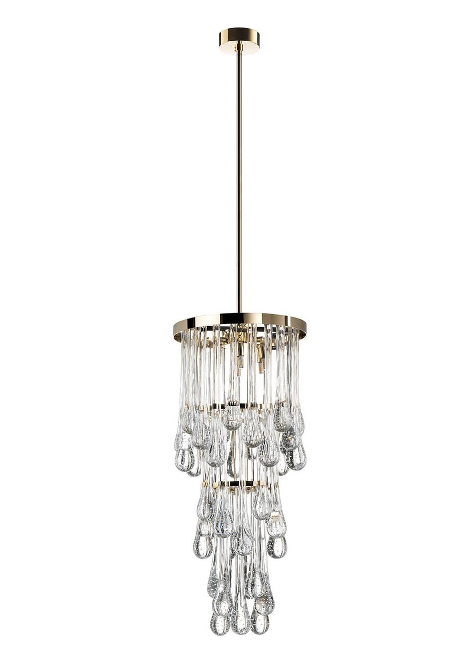 Murano жұмсақ алтын каскадты шандалы