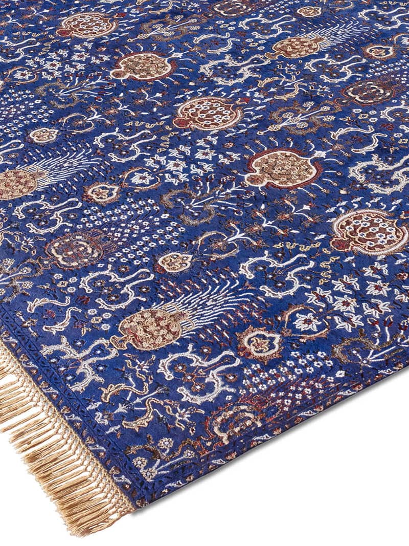 Сәнді қолмен жасалған көк түсті кілем Isfahan | Өлшемі: 300 x 400 см