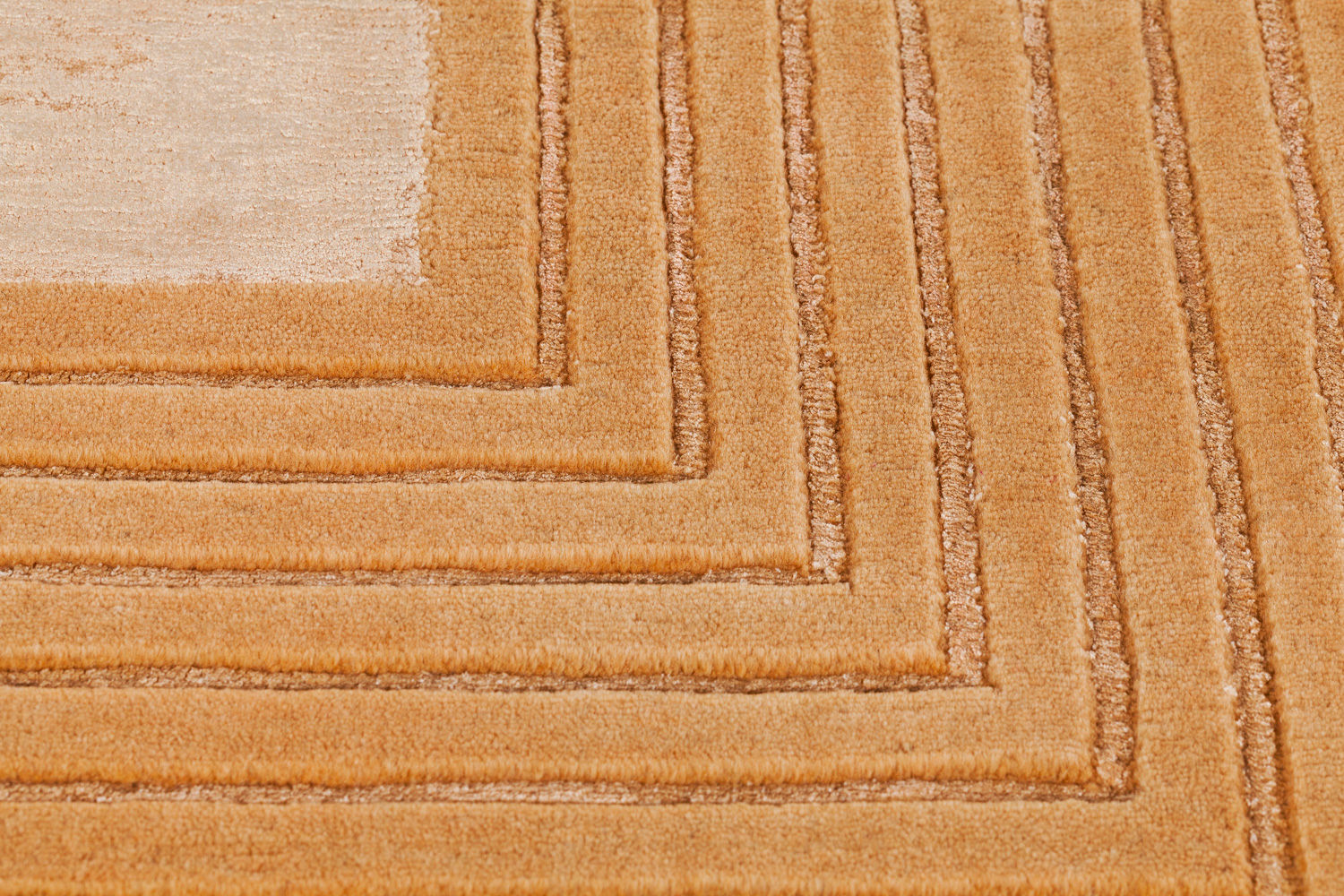 Ковер с рамкой цвета Yellow из шерсти и вискозы