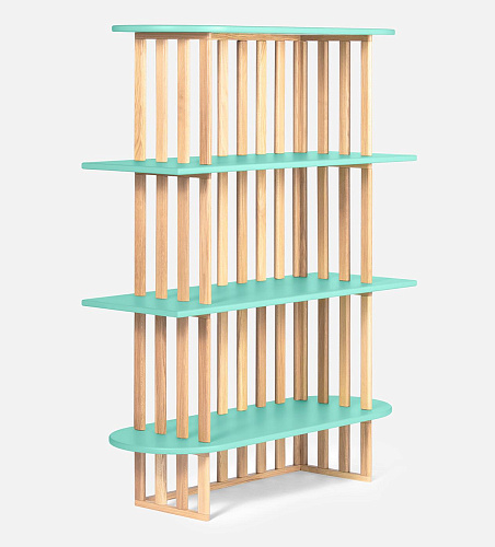 Зеленый четырехъярусный книжный шкаф