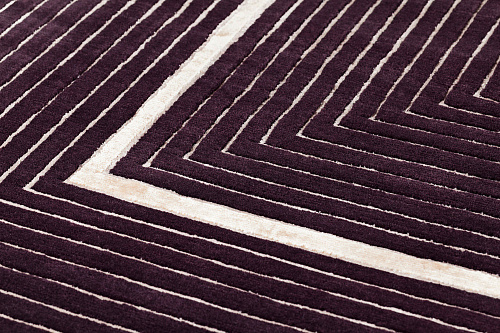 Ковер с рамкой цвета Purple из шерсти и вискозы