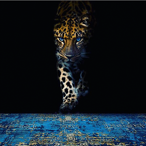 Ковер абстрактный с синим и золотым Luxury