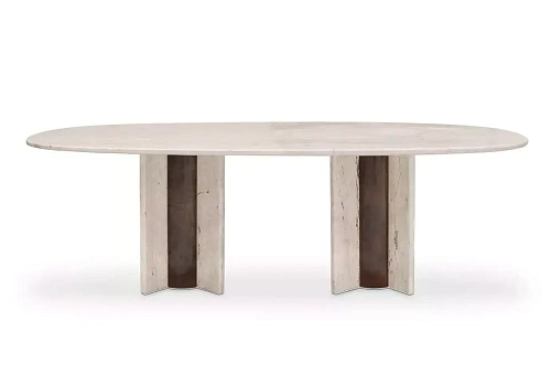 Обеденный стол овальный из травертина Parisian