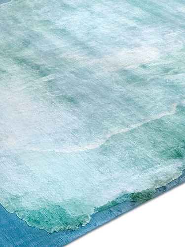 Роскошный ковер ручной работы Mono бирюзового цвета