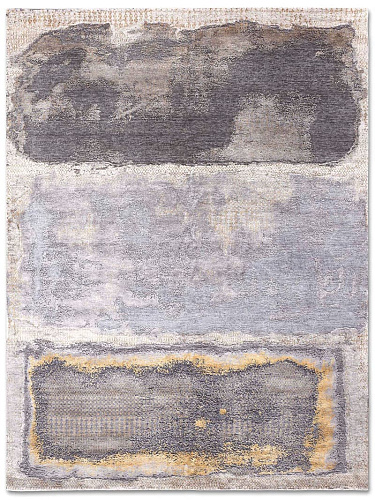 Роскошный ковер ручной работы серебристо-синего цвета