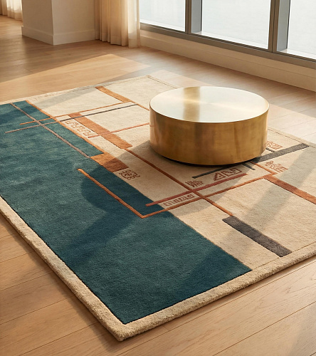 Ковер ручной работы Architect Lines Teal