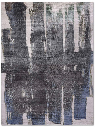 Ковер чёрный на бежевом фоне ручной работы