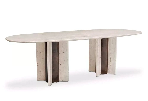 Обеденный стол овальный из травертина Parisian