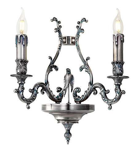 Екі шамды күміс-көк бра Bird