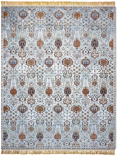 Роскошный ковер ручной работы Isfahan светло-голубого цвета