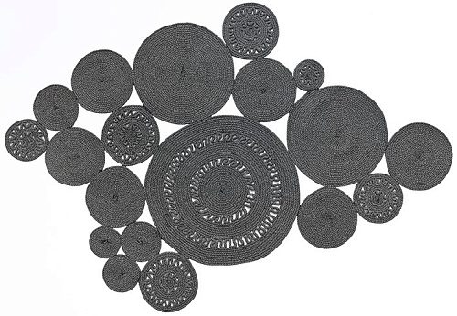 Ковер пэчворк серого цвета Smoke, плетеный