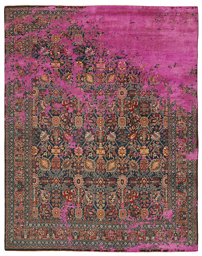 Ковер Tabriz Canal Rocked Navyblue Neonpink Silk