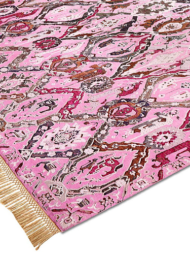 Роскошный ковер ручной работы KavaBagh розового цвета