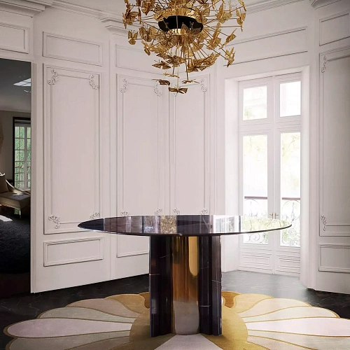 Обеденный стол из мрамора Nero Marquina Parisian
