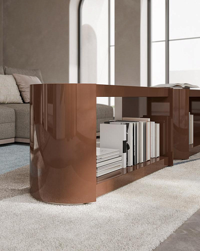 Низкий лакированный книжный шкаф