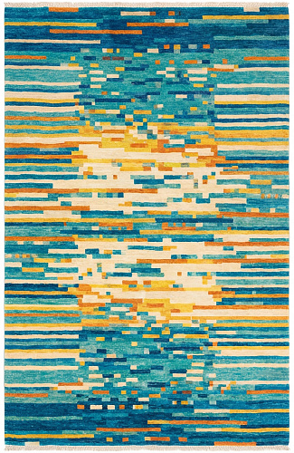 Ковер ручной работы Pixel Wave Teal