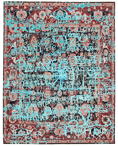 Шелковый ковер Bidjar Waterloo Peace Black Phirozzi