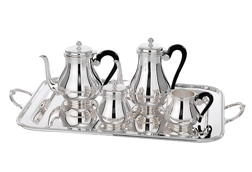 Чайно-кофейный сервиз с подносом Royal Silver Tea and Coffee Set