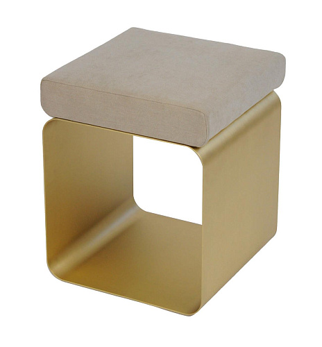 Бежевый табурет с металлическим каркасом