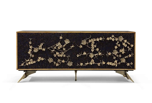 Шкаф с отделкой фиолетовыми перьями Mirage