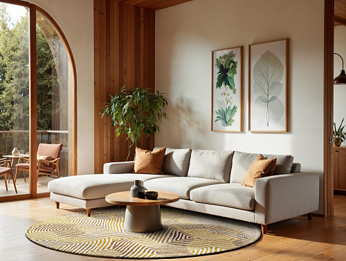 Круглый ковер Yellow Hippy 9799