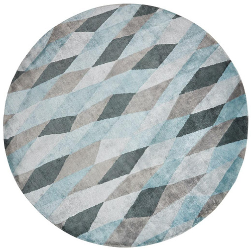Круглый ковер синего цвета Losanghe Ubriache