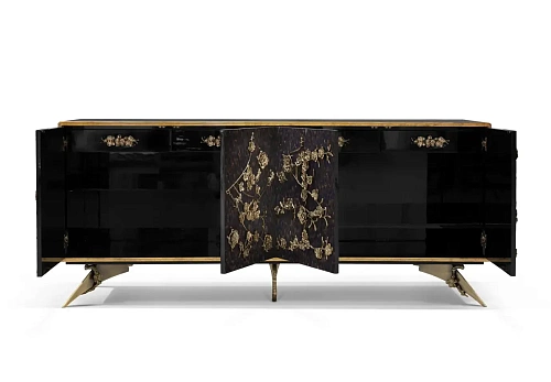 Шкаф с отделкой фиолетовыми перьями Mirage