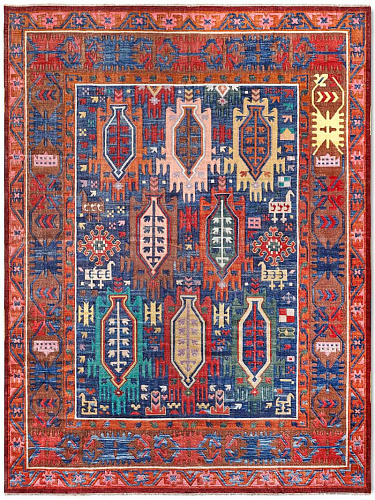 Сәнді көк және қызыл түсті кілем Flatweave