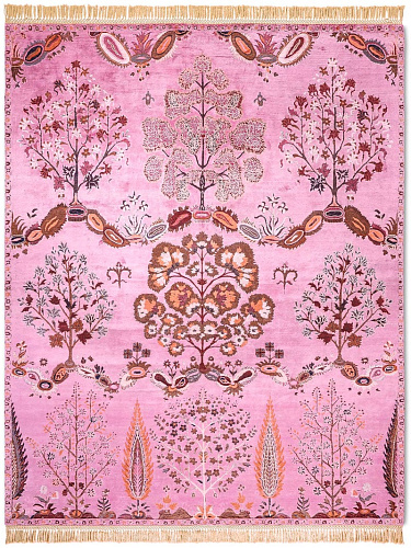 Роскошный кілем Mughal қолмен жасалған, қызғылт түсте