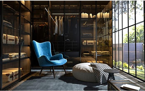 Ковер небесно-голубого цвета из вискозы Plain