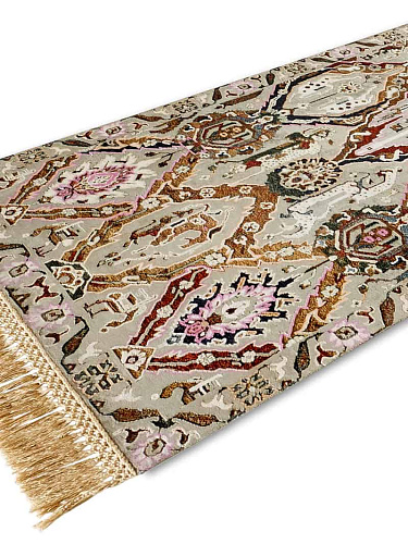 Роскошный ковер ручной работы KavaBagh зеленого цвета