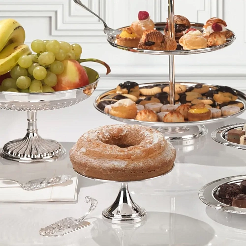 Күміспен қапталған пирожный тұғыры Silver Pastry Stand