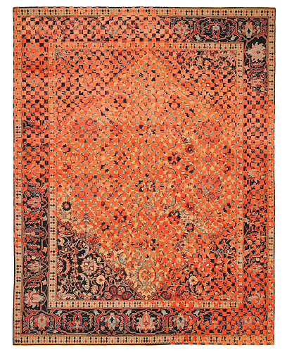 Шелковый ковер Serapi Queensbury Checker Raved Yellow Neonorange