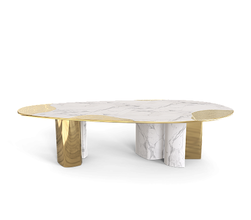 Обеденный стол Athena Carrara Marble & Gold