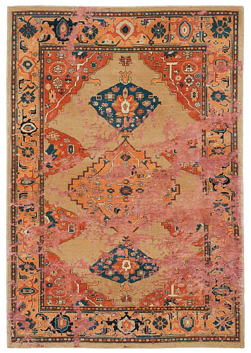 Шелковый ковер Serapi Kingsbury Sky Yellow Pink