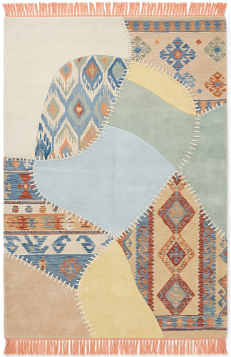 Ковер ручной работы Patchwork Grid Blue