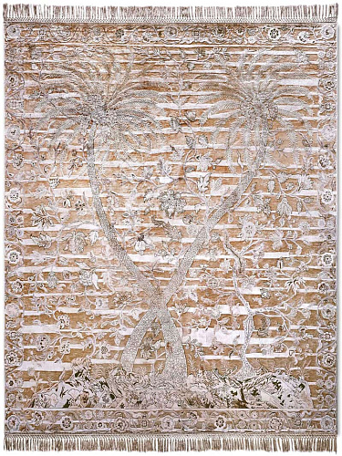 Роскошный ковер золотого цвета ручной работы