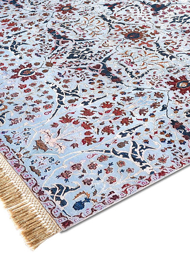 Көк түсті роскошты қолмен жасалған кілем Teheran