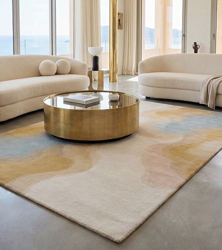 Қолмен тоқылған кілем Fluid Lines Sand