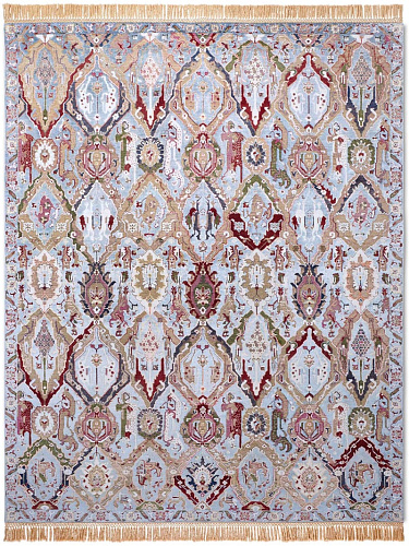 Роскошный ковер ручной работы KavaBagh синего цвета