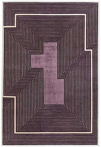 Ковер с рамкой цвета Purple из шерсти и вискозы