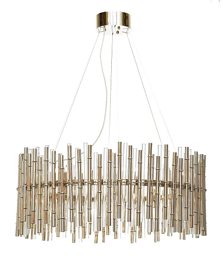 Люстра бамбуковая стеклянная золотая