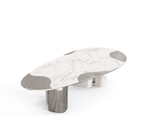 Обеденный стол Athena Carrara Marble & Silver