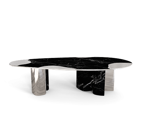Обеденный стол Athena Nero Marble & Silver