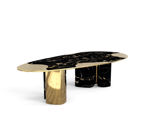 Обеденный стол Athena Portoro Marble & Gold