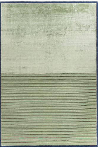 Ковер с зелеными полосами из шерсти и вискозы