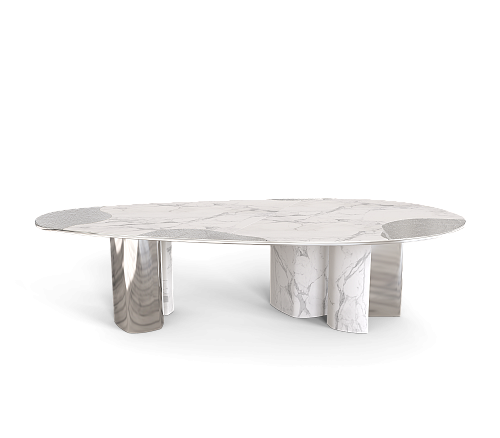 Обеденный стол Athena Carrara Marble & Silver